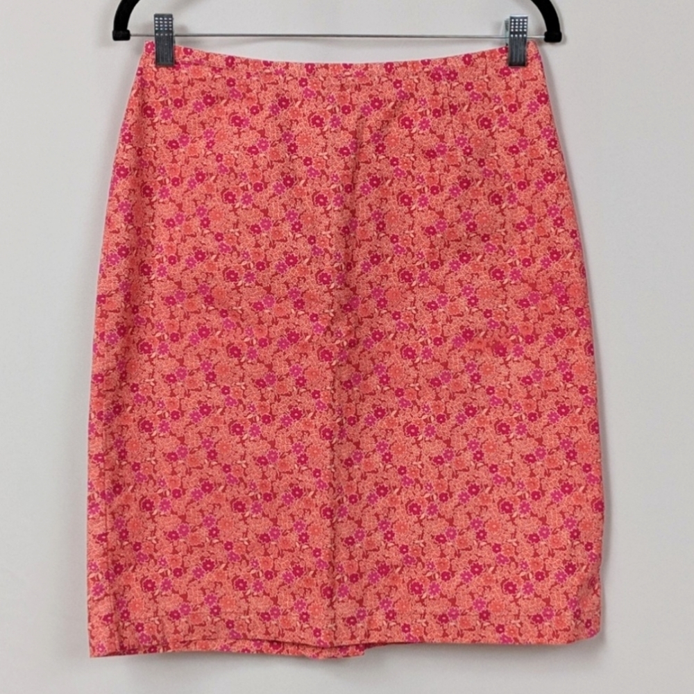 Cherokee Ditsy Floral Print Skirt Orange Pink Red Vintage Retro size 10